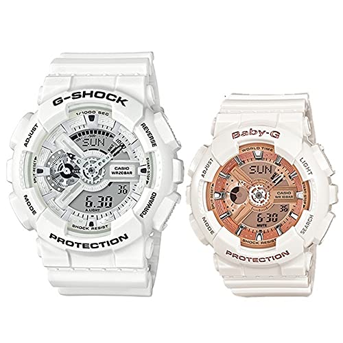 [カシオ]CASIO 防水 マリンスポーツ ペアウォッチ G-SHOCK Baby-G ジーショック ベビージー メンズ レディース ホワイト GA-110MW-7ABA-110-7A1 腕時計 [並行輸入品]